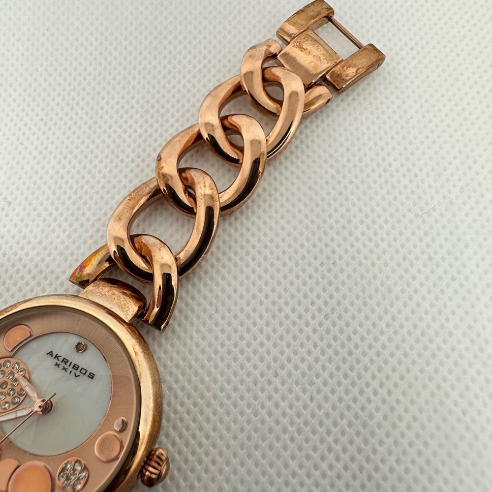 NWOT Akribos XXIV Women's Rose Gold Watch with Crystal Accents - Picture 5 of 6